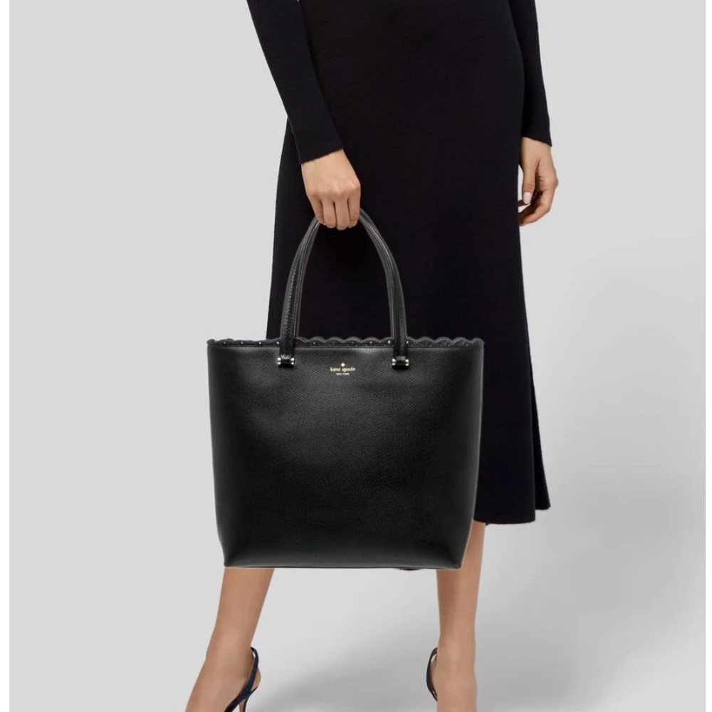 Kate Spade New York Marjorie Wakefield Leather Tote Scallop Edge